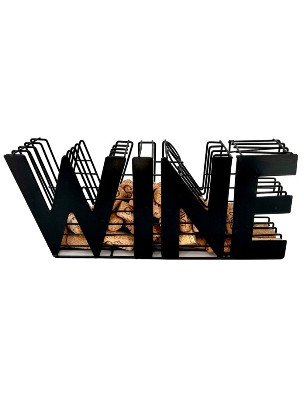 BLACK METAL WINE CORK CAGE W/ CORKS!